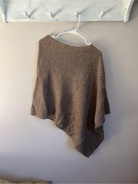 J. Jill Taupe Knit Asymmetrical Poncho